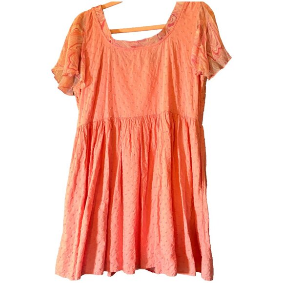 LoveShackFancy Coral Pink Swiss Dot Babydoll Mini Dress Size 8 Cottagecore - Picture 6 of 11